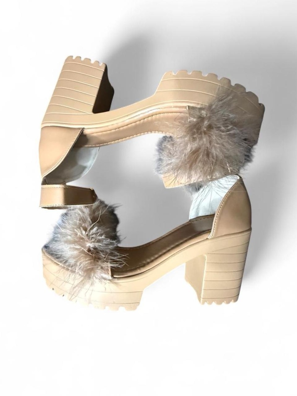 Chunky Platform Sandals with Faux Fur